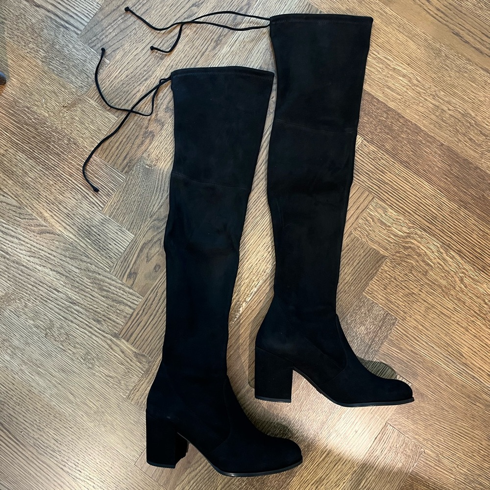 NWT Stuart Weitzman Tieland heeled boots in black suede - size 39